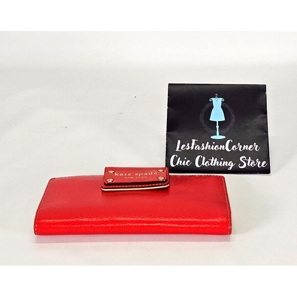 Kate Spade Women's Orange Leather Wellesley Stacy Leather Bifold Wallet 2143 - Picture 4 of 9